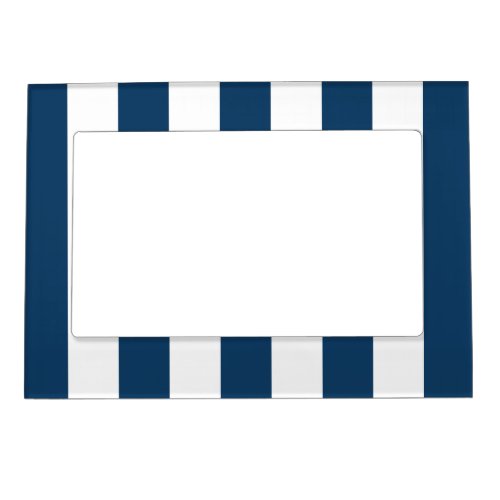 Navy Blue Stripes White Stripes Striped Pattern Magnetic Frame