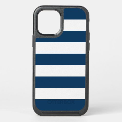 Navy Blue Stripes White Stripes Striped Pattern OtterBox Symmetry iPhone 12 Case