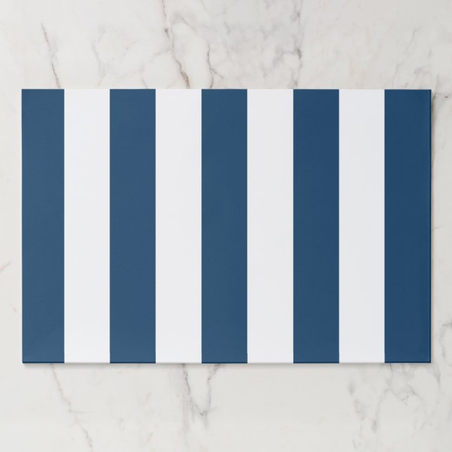 Navy Blue Stripes, White Stripes, Striped Pattern Paper Pad (Front)