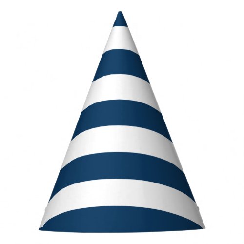 Navy Blue Stripes White Stripes Striped Pattern Party Hat