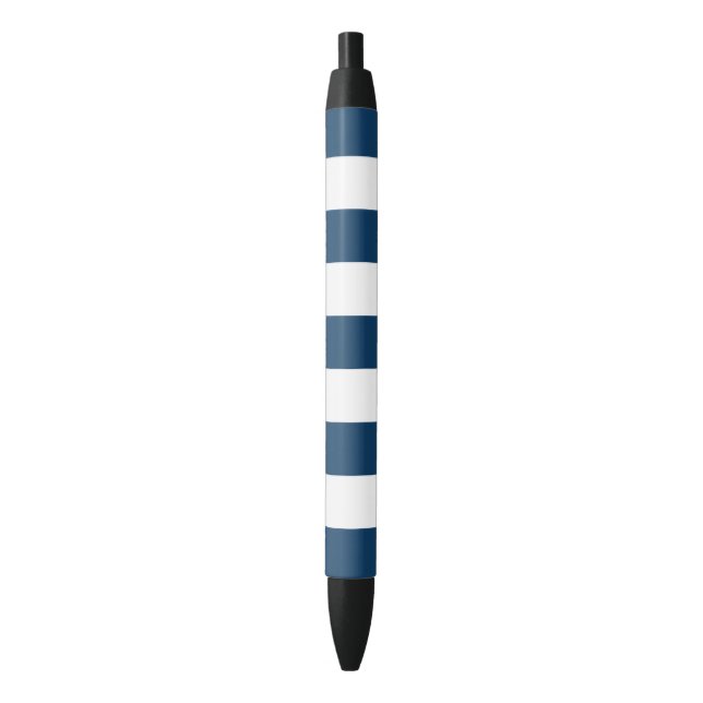 Navy Blue Stripes, White Stripes, Striped Pattern Pen (Front Vertical)