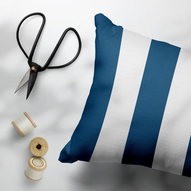 Navy Blue Stripes, White Stripes, Striped Pattern Pillow Case (Creator Uploaded)