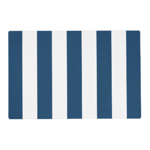 Navy Blue Stripes, White Stripes, Striped Pattern Placemat