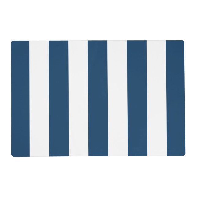 Navy Blue Stripes, White Stripes, Striped Pattern Placemat (Front)