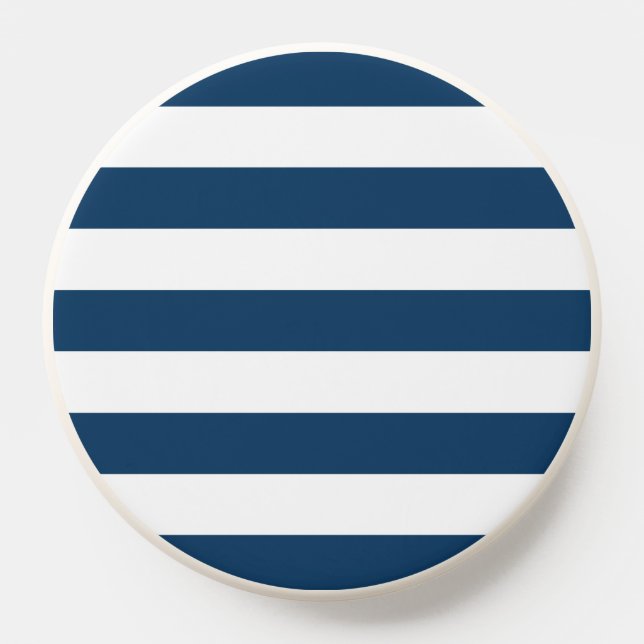 Navy Blue Stripes, White Stripes, Striped Pattern PopSocket (Popsocket)