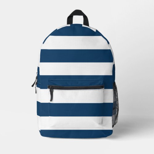 Navy Blue Stripes White Stripes Striped Pattern Printed Backpack