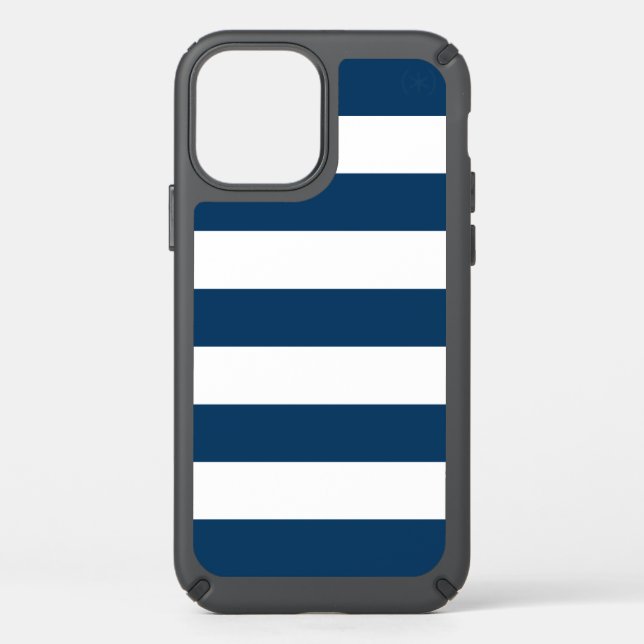 Navy Blue Stripes, White Stripes, Striped Pattern Speck iPhone 12 Case (Front)