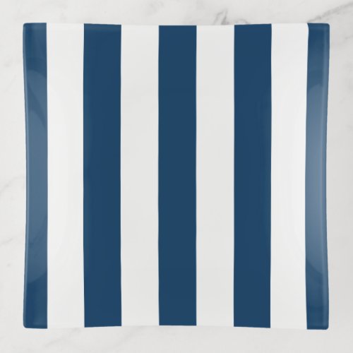 Navy Blue Stripes White Stripes Striped Pattern Trinket Tray
