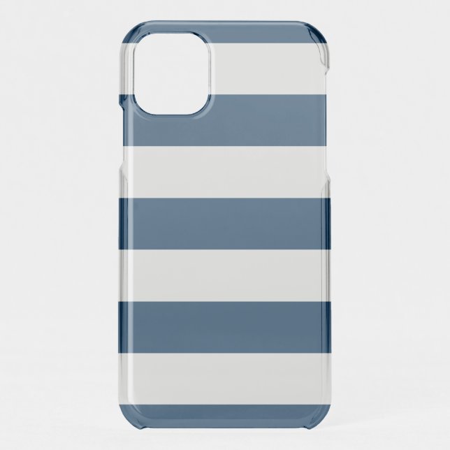 Navy Blue Stripes, White Stripes, Striped Pattern Uncommon iPhone Case (Back)