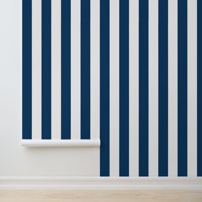 Navy Blue Stripes, White Stripes, Striped Pattern Wallpaper (Application)