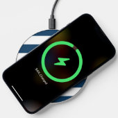 Navy Blue Stripes, White Stripes, Striped Pattern Wireless Charger (Phone)