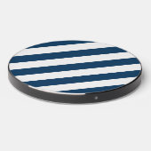 Navy Blue Stripes, White Stripes, Striped Pattern Wireless Charger (Front 2)