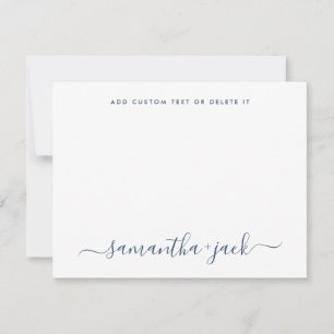 Navy Blue Stylish Script Elegant Minimalist Note Card