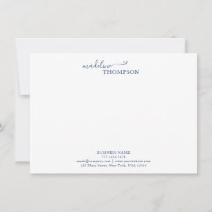 Navy Blue Stylish Script Typography Business Note Card