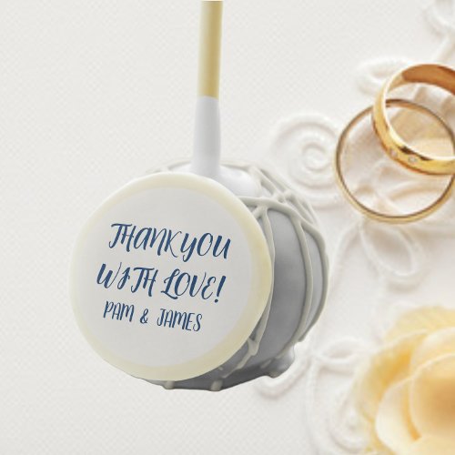 Navy Blue Stylized Lettering Wedding Thank You Cake Pops