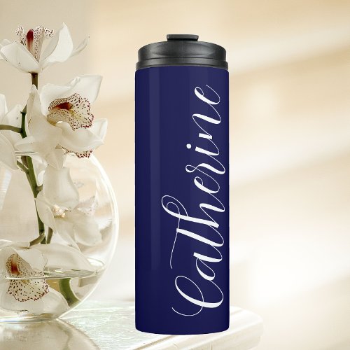 Navy Blue Stylized Maid of Honor Name Thermal Tumbler