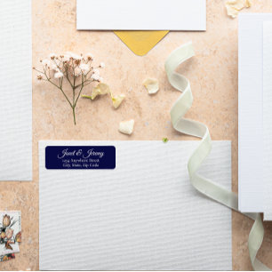 Navy Blue Stylized Name Wedding Address Label