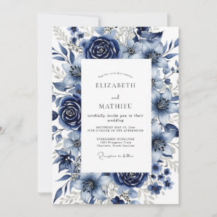 Navy Blue Sumptuous Winter Wedding Invitation