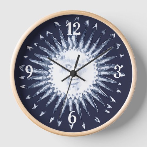 Navy Blue Sun Starburst Antique Anthropomorphic Clock