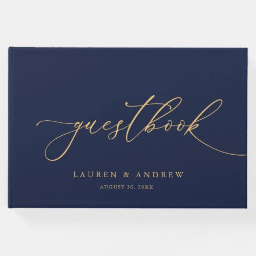 Navy Blue  Sunflower Gold 1 Wedding Guestbook