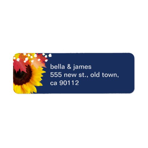 Navy Blue Sunflower Return Address Labels
