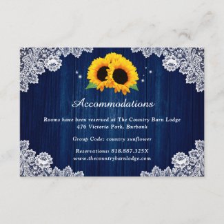 Navy Blue Sunflower Wedding Hotel Accommodation