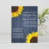 Navy Blue & Sunflower Wedding Invitation (Standing Front)