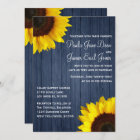 Navy Blue & Sunflower Wedding Invitation
