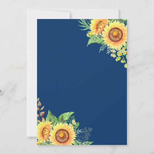 Navy Blue Sunflowers Rustic Romantic Wedding Invitation Zazzle