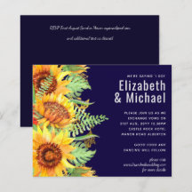 Navy Blue Sunflowers Wedding Modern Budget
