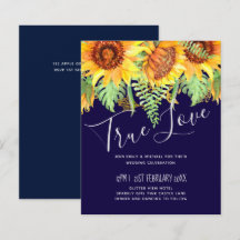 Navy Blue Sunflowers Wedding Modern Budget