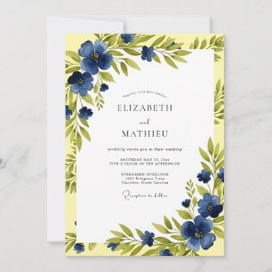 Navy Blue Sunlit Spring Wedding Invitation