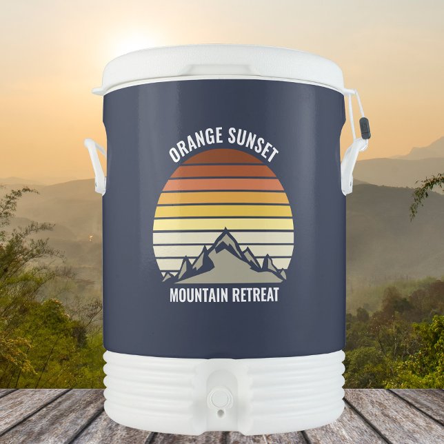 Navy Blue Sunset Mountain Retreat Customized Beverage Cooler (Creator Uploaded)