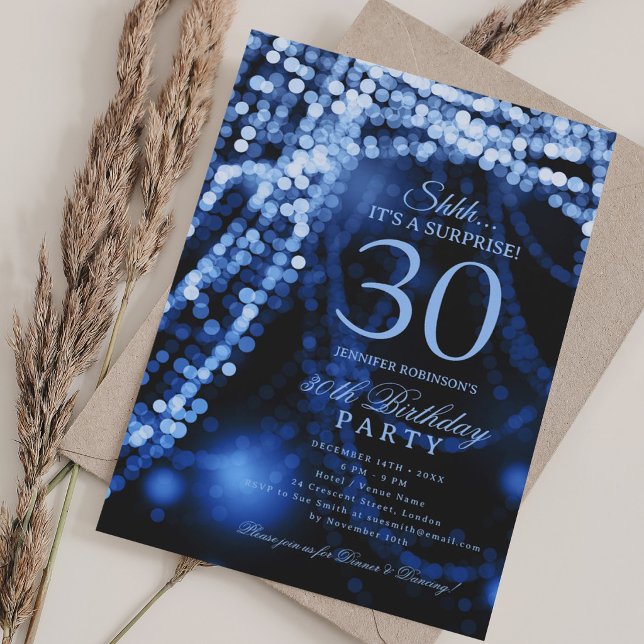 Navy Blue | Surprise 30th Birthday Party  Invitation (Navy Blue | Surprise 30th Birthday Party Invitation)