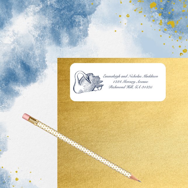 Navy Blue Swan Return Address Label (Creator Uploaded)