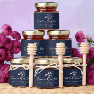 Navy Blue sweet as can bee Baby Shower Favor Honey Jar Favors