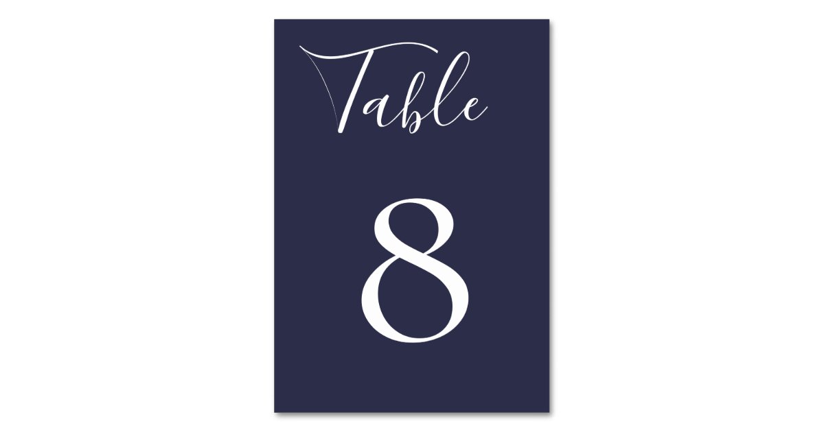 Navy Blue Table Number Card | Zazzle