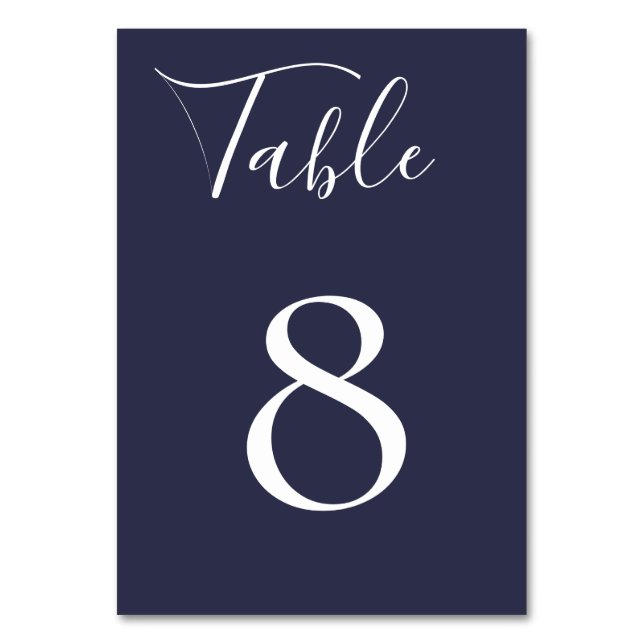 Navy Blue Table Number Card (Front)