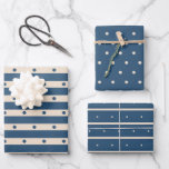 Navy Blue Tan Beige Gifts for Him Birthday  Wrapping Paper Sheets<br><div class="desc">Navy blue and tan beige wrapping paper sheets. Three coordinating sheets of wrapping paper that would be great for gifts for guys. Birthday for him,  Father's day.</div>