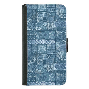 Navy Blue Tapa: Tribal Fabric Abstract Samsung Galaxy S5 Wallet Case