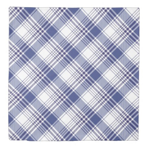 Navy Blue Tartan Plaid Argyle Pattern Duvet Cover