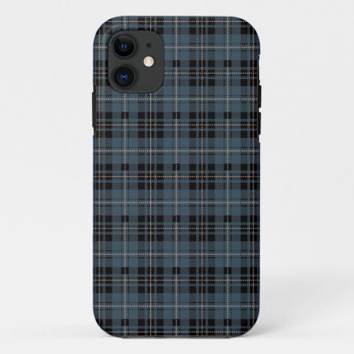 Navy blue tartan plaid lumberjack pattern iPhone 11 case