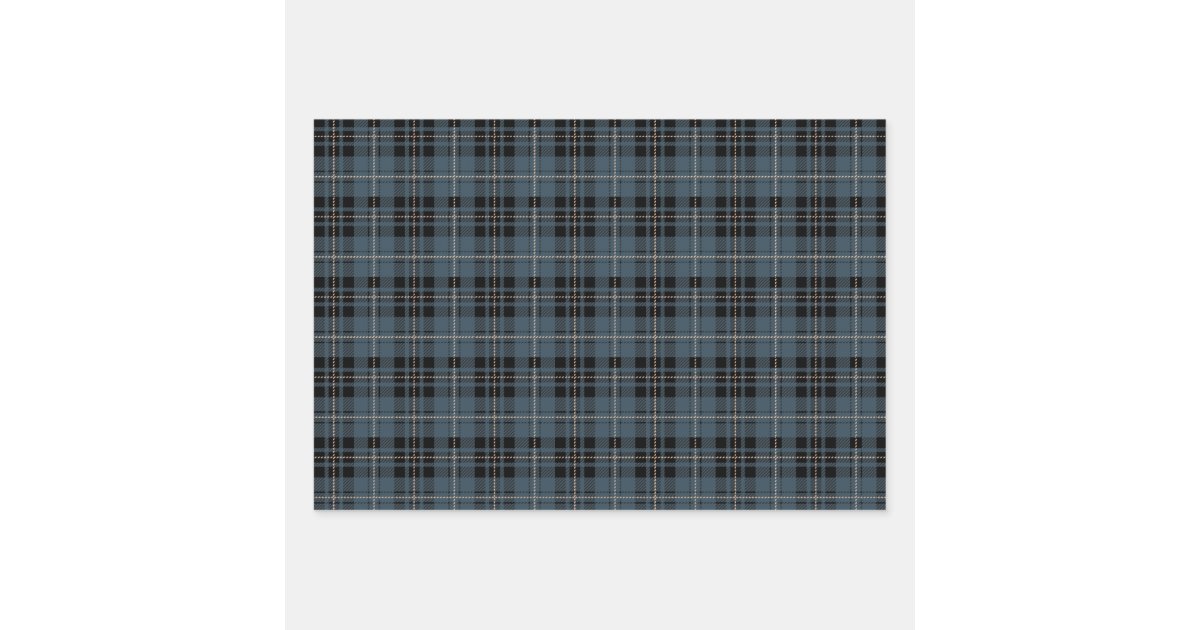 Classic navy holiday plaid and stars Christmas Wrapping Paper Sheets, Zazzle