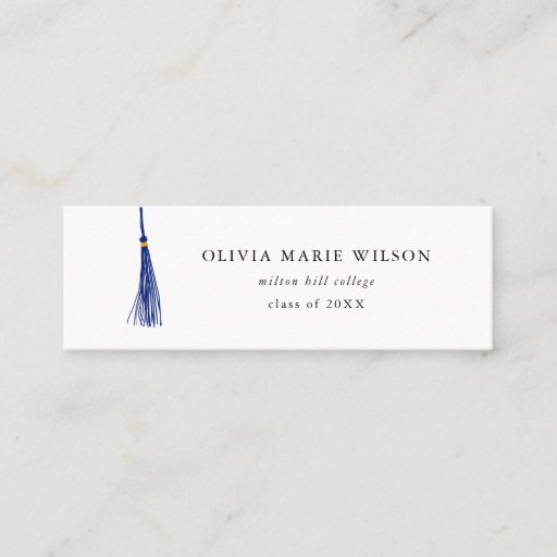 Customizable Navy Blue Tassel Graduation Name Card