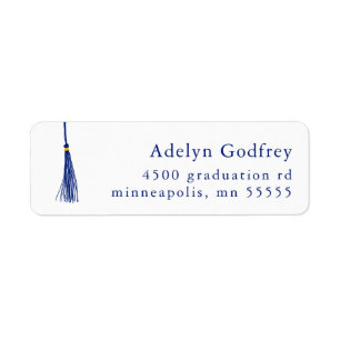 Navy Blue Tassel Graduation Return Address Label
