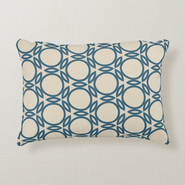 Navy Blue Taupe Geo Design Accent Pillow (Front)