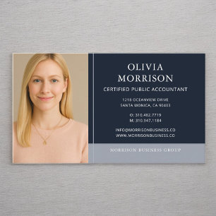 Navy Blue Tax Accountant CPA Photo Business Card