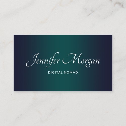 Navy Blue Teal Green Elegant Ombre Business Card