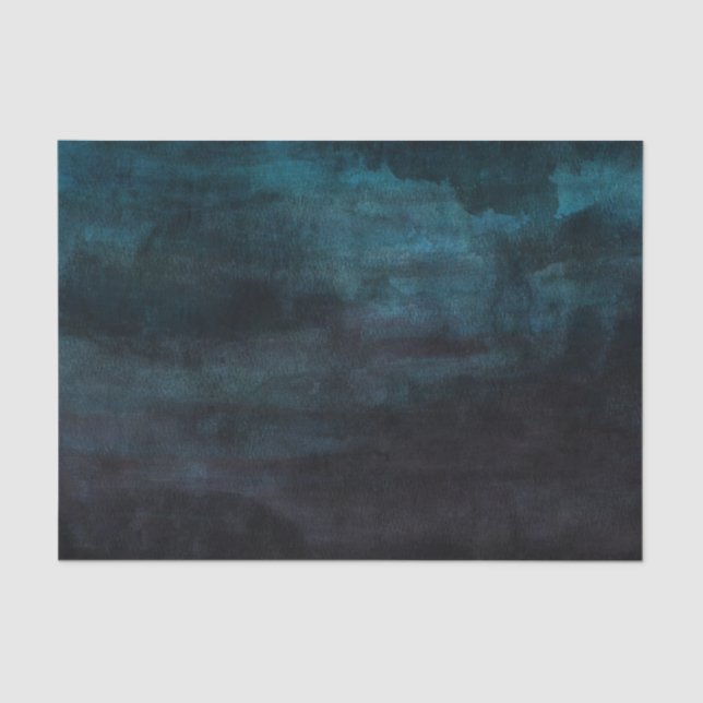 Navy Blue & Teal Modern Watercolor Wedding Tissue Paper (Front)