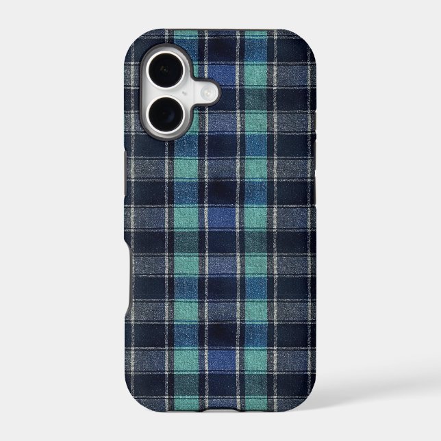 Navy Blue & Teal Plaid Phone Case | Classic Tartan (Back)